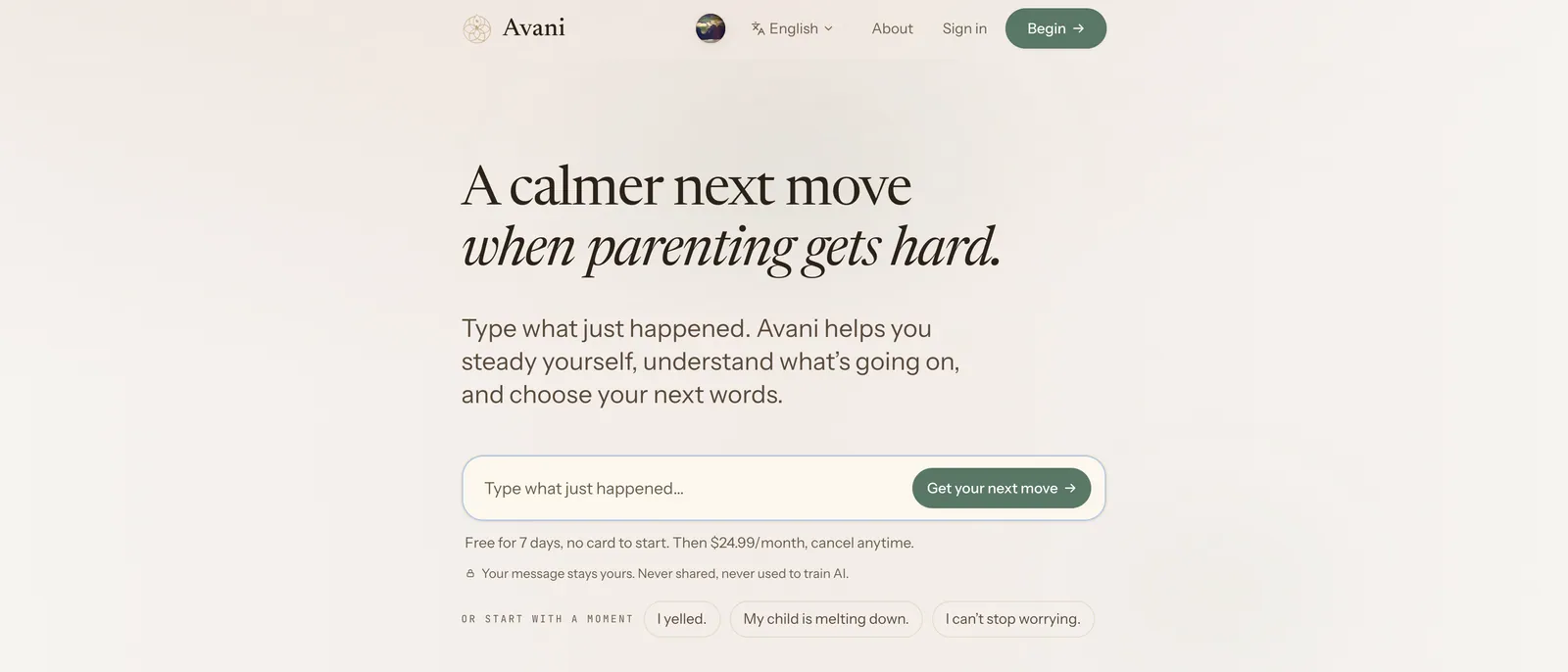 Avani site preview